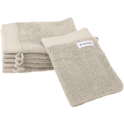 Abbildung von TOM TAILOR Waschhandschuh, 6er Set, 16 x 21 cm, 100% Baumwolle / Frottier, mit Aufhänger und Label Logo, COLOR BATH TOWEL Beige (Sunny Sand)