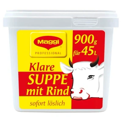 Abbildung von MAGGI Professional Klare Suppe mit Rind, Rindfleischpulver, Kräutern, Sofort löslich, 1 er Pack (1 x 900g Gastro Box)