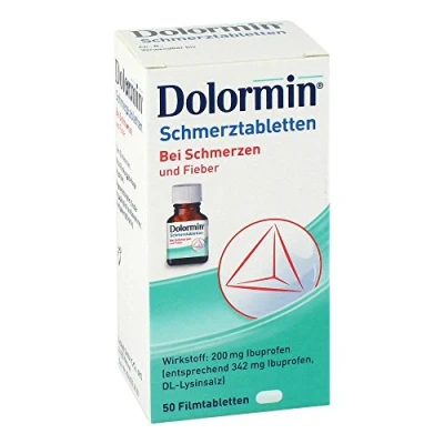 Abbildung von Dolormin Schmerztabletten mit 200 mg Ibuprofen 50 St