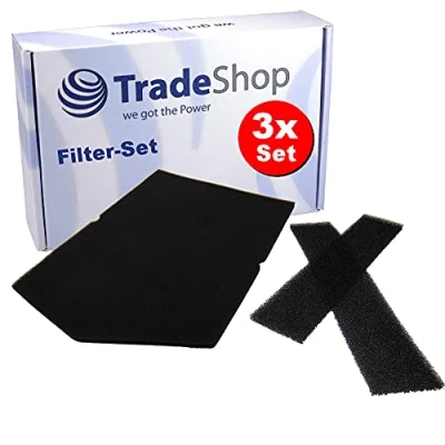 Abbildung von 3x Trade Shop Filter Set Schwammfilter Tür Einfüllring Ersatz für Miele T8801WP HomeCare XL T8826WP EcoComfort T8827WP EcoCare T8837WP
