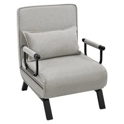 Abbildung von WOLTU Schlafsessel 3 in 1, Schlafsofa mit Bettfunktion, Klappsessel Verstellbarer Rückenlehne, abnembarem Kissen, Sofabett Gästebett, Metallrahmen Leinen, 150 kg belastbar, Hellgrau