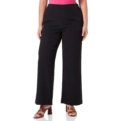 Abbildung von PIECES Damen Pcbossy Hw Wide Plain Pant Noos Qx, Schwarz, 46 Große Größen