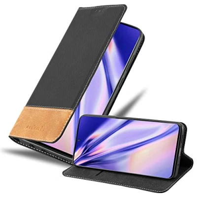Abbildung von Cadorabo Hülle kompatibel mit Samsung Galaxy S20 aus Premium Kunst Leder Flip Klappbare Stoßfeste Magnetische [Standfunktion] [Kartenfächern] Cover für Tasche in Schwarz