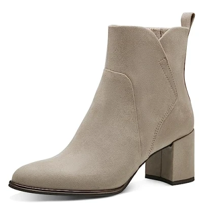 Abbildung von MARCO TOZZI Damen Stiefeletten mit Absatz Spitz Reißverschluss, Braun (Taupe), 42 EU