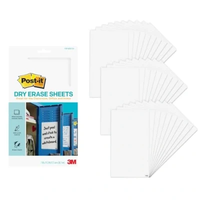 Abbildung von Post it Trocken abwischbare Blätter, 30 Blatt/Packung, Instant Whiteboard, 17,8 x 28,7 cm (DEFSheets 30PK)
