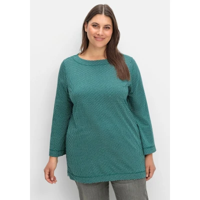 Abbildung von Sheego 3/4ARM Langarmshirt, Damen, Größe: 40, Tiefgrün gemustert
