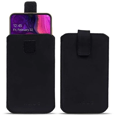 Abbildung von NAUC Schutzhülle kompatibel für Samsung Galaxy A10 2019 Handy Tasche Smartphone Leder Hülle Pull Tab Sleeve Cover Schwarz