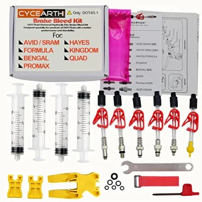 Abbildung von CYCEARTH Fahrrad Bremse DOT Öl Bleed Kit für Avid Sram Code 5 R Juicy Ultimate Elixir Formula Hayes Bngal Hope Quad Hydraulische Disc Werkzeuge (Kit B)