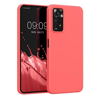 Abbildung von kwmobile Hülle kompatibel mit Xiaomi Redmi Note 11 Pro / (5G) 12 (4G) Silikon Handy Case Handyhülle weiche Oberfläche kabelloses Laden Leuchtende Koralle