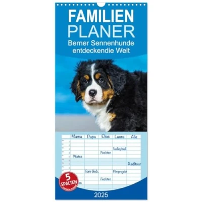 Abbildung von Familienplaner 2025 Seebärchen entdecken die Welt Berner Sennenhunde mit 5 Spalten (Wandkalender, 21 cm x 45 cm), CALVENDO