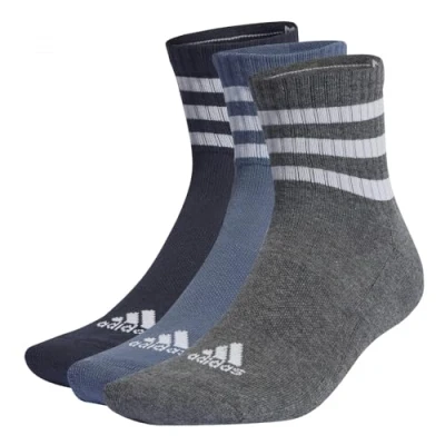 Abbildung von adidas Unisex Kinder 3 STRIPES CUSHIONED SPORTSWEAR MID CUT SOCKS PAIR PACK Füßlinge, legend ink/preloved ink/dark grey heather,