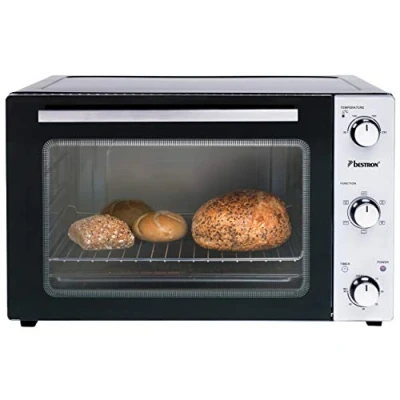Abbildung von bestron Minibackofen &quot;AOV45, 2 in 1 Gerät&quot;, mit Drehspieß, 1800 W, Edelstahl, Schwarz