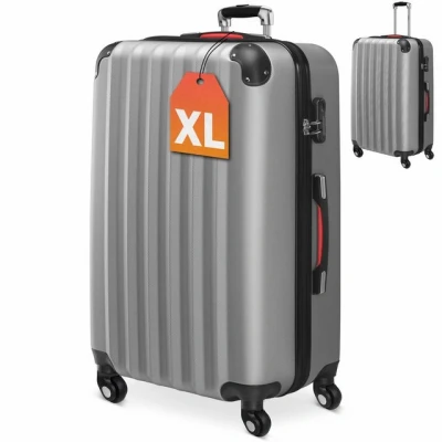 Abbildung von Monzana® Koffer Handgepäck ABS Hard Case 4 Rollen Teleskopgriff Zahlenschloss Kantenschutz Reisekoffer Hartschalenkoffer Rollkoffer Trolley Silber XL