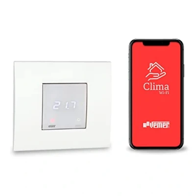 Abbildung von VEMER VE780200 ASSO Wifi Thermostat mit Wochenprogrammierung, Stromversorgung 230 V, kompatibel Google Home und Amazon Alexa, Weiß Opal