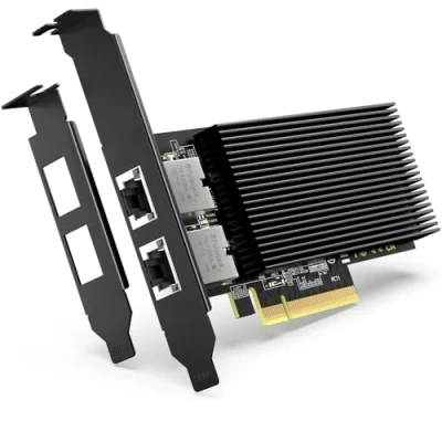 Abbildung von 10G PCI E Netzwerkkarte mit 10Gbps Dual RJ45 Ports, Intel X540 T2 Controller, VIMIN 10Gb Ethernet Adapter Karte Kompatibel Express X8, X16, Unterstützt Windows/Windows Server/Linux/VMware