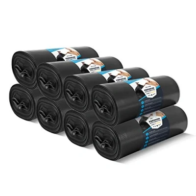 Abbildung von Müllsäcke 240 Liter 70 μ Premium Schwerlast XL für Industrie Extrem reißfest Rolle Sack schwarz Beutel Mülltonne Abfallsäcke (Schwarz 135 9 Rollen)