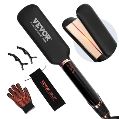 Abbildung von VEVOR Haarglätter, 5 cm Titan Glätteisen mit Infrarot Technologie und negativen Ionen, schnell aufheizendes LCD Display 11 Temperaturstufen für den Salon, zu Hause oder unterwegs