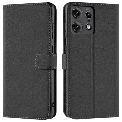 Abbildung von Verco Handyhülle für Motorola Edge 50 Pro Hülle, Bookcase Tasche Flipcover Case [Kartenfächer/Aufstellfunktion], Schwarz