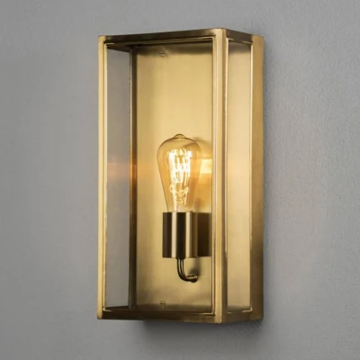 Abbildung von Konstsmide Wandleuchte Carpi Stahl/klares Glas E27 messing 20,5x12,5x40cm 7349 800