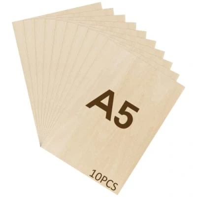 Abbildung von WISYOK 10pcs Sperrholaplatte 2mm, A5 Sperrholz, Holzplatt für DIY Holzarbeiten, Laserbearbeitung, Brandmalerei, Modellbau, Geschenke, Deko, Gemälde 210x150*2mm