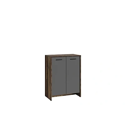Abbildung von byLIVING Ben 04 Schuhkommode, Flurschrank in pflegeleichter Melamin Oberfläche, Korpus Style Optik, 2 Türen, anthrazit, geräumig, Holzwerkstoff, Old Wood, B 63, H 83, T 35 cm