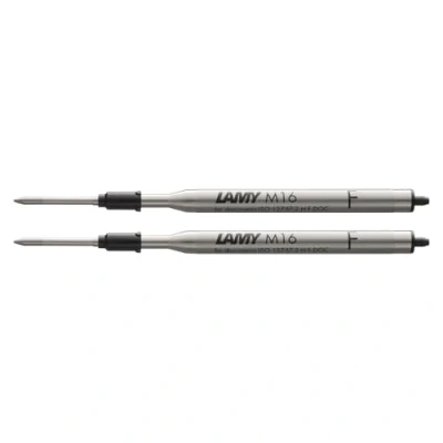 Abbildung von Lamy M16 2er Set Kugelschreiber Großraummine aus Metall Original Ersatzmine für alle Modelle dokumentenecht Strichbreite Fein in Tintenfarbe schwarz