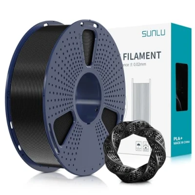 Abbildung von SUNLU PLA+ Filament 1.75mm, PLA Plus 3D Drucker Filament, Stärker belastbar, Neatly Wound, 1KG Druck Maßgenauigkeit +/ 0.02mm, Schwarz