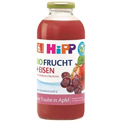 Abbildung von Hipp Bio Frucht + Eisen Rote Traube in Apfel