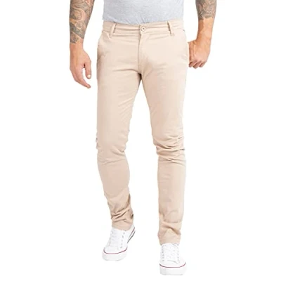 Abbildung von Indumentum Herren Chino Hose Slim Fit Chinohose Herrenhose Baumwolle Designer Chinos Business Stretch Männer IS 305 Beige W36 L34