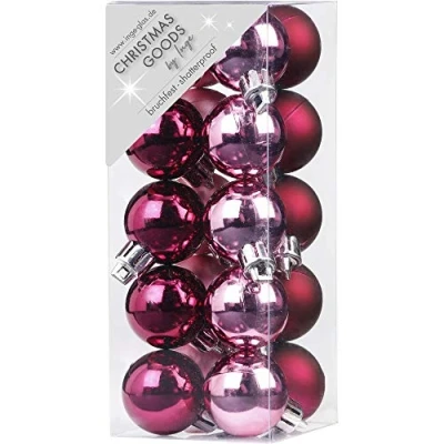 Abbildung von MAGIC 20 Weihnachtskugeln Kunststoff 3cm Mix bruchfest Christbaumkugeln Set Plastik 30mm Christbaumschmuck Berry Kiss Beere