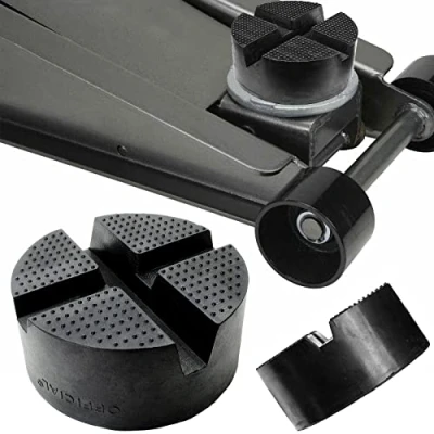 Abbildung von 10 x 4.8CM Wagenheber Gummiauflage mit Nut und Profil Schwarz Unterstellbock Gummiblock für Rangierwagenheber Gummiklotz universal KFZ PKW SUV