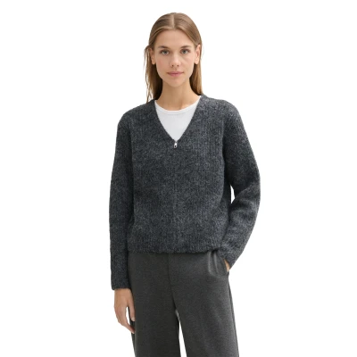 Abbildung von TOM Tailor Denim Strickjacke, Damen, Größe: Large, Shale grey melange