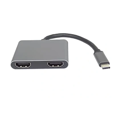 Abbildung von PremiumCord MST 4K Adapter USB C auf 2x HDMI, 3.1 Typ Stecker HDMI Buchse, erweiterte + Spiegelfunktionen, USB3.0, PD, Auflösung 4K, FULL HD 1080p