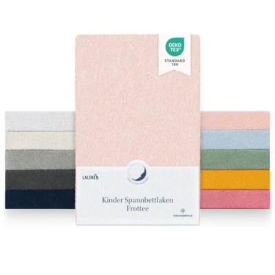 Abbildung von Laleni Frottee Spannbettlaken 42x81cm Oeko TEX Zertifiziertes Bettlaken, Faltenfreie Spannbetttücher für Kinderbett, Babybett und Moses Körbchen, Rosa