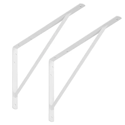 Abbildung von SOTECH 2er Set Regalkonsolen (500 x 325 30 mm, weiß, pulverbeschichtet), Garderobenhalter mit Querstrebe zur Stabilisierung
