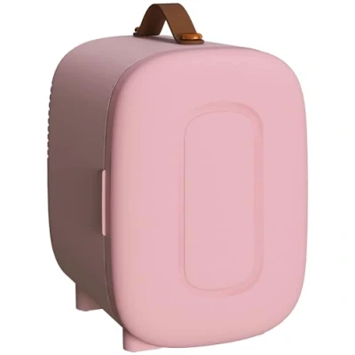 Abbildung von HOMCOM Mini Kühlschrank 4 L Kleiner Kosmetikkühlschrank mit Kühl und Heizfunktion, Tragbarer Schönheitskühlschrank für Kosmetik, Getränke, Obst, Rosa