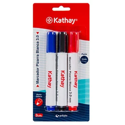 Abbildung von Kathay 86211399 Whiteboard Marker, 3 Stück, Blau, Schwarz, Rot, Konische Spitze mm