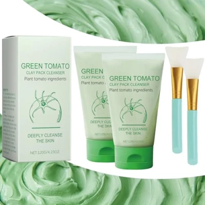 Abbildung von Fully Green Tomato Clay Mask, Mask Cleanser, Pack Cleanser Face Korean, Blackhead Remover (2 Stück)