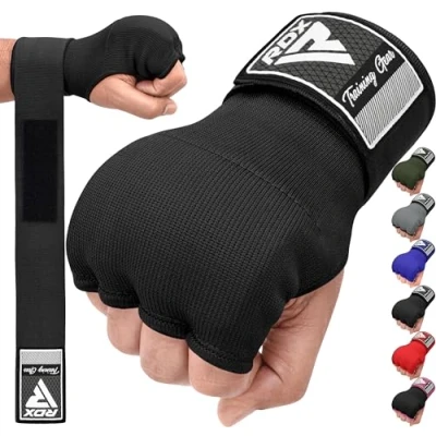 Abbildung von RDX Gel Innenhandschuhe Boxen MMA Muay Thai Training, Elastisch Boxbandagen 100cm Lang Handgelenkbandagen, Kampfsport Sparring Handbandagen Inner Boxing Gloves Punchingbälle Punchinghandschuhe