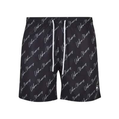 Abbildung von Urban Classics Pattern Badeshorts, Herren, Größe: 3XL, Blackscriptlogo
