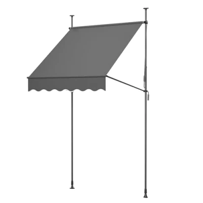 Abbildung von Thanaddo Klemmmarkise mit Handkurbel, 150cm Bereit, manuell höhenverstellbar Balkonmarkise ohne Bohren, UV Schutz Sonnenschutz wasserdicht für Outdoor, Terrasse, Balkon, Garten, Anthrazit