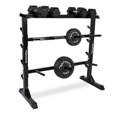 Abbildung von MSports® Langhantelstange Hantelablage Hantelständer aus Stahl bis 400 kg belastbar