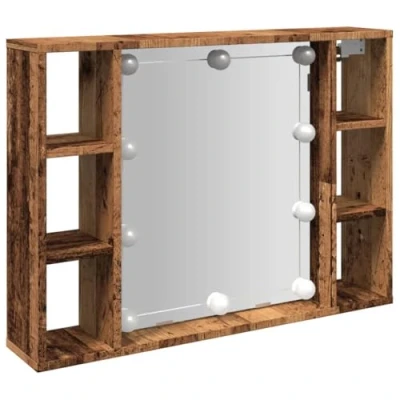Abbildung von vidaXL Spiegelschrank mit LED Leuchten Altholz Optik 76x15x55 cm (1 St)