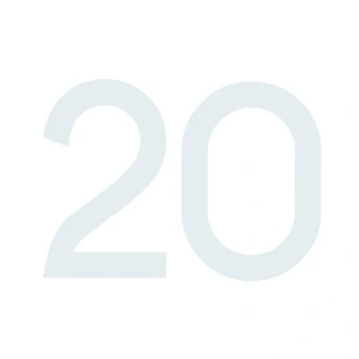 Abbildung von Zahlenaufkleber Nummer 20, weiß, 10cm (100mm) hoch, Aufkleber mit Zahlen in vielen Farben + Höhen, wetterfest