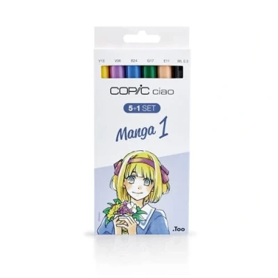 Abbildung von COPIC Ciao Marker 5+1 Set &quot;Manga 1&quot;, 5 Allround Layoutmarker mit einer mittelbreiten und Brush Spitze, inkl. 1 Multiliner 0,3 mm