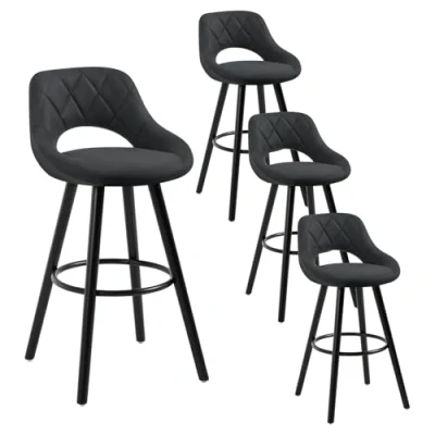 Abbildung von WOLTU 4er Set Barhocker Barstuhl Tresenhocker Bistrohocker Design Hocker, Sitzfläche aus Stoffbezug, Holzgestell, mit Fußstütze, Anthrazit, BH291an 4