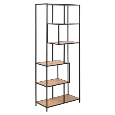 Abbildung von ACTONA GROUP Bücherregal, Metallgestell, modernes Design, 5 Einlegeböden, asymmetrische Details