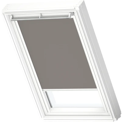 Abbildung von VELUX Verdunklungsrollo &quot;DKL 0705SWL&quot;, verdunkelnd, ohne Bohren, in Führungsschienen, Stoff grau mit alufarbenen Führungsschienen &amp; Griffleiste