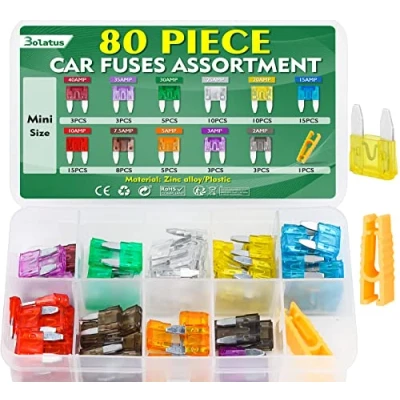 Abbildung von 80 Stück Mini Auto Sicherungen, Bolatus Kfz Autosicherungen Set Gemischt 2A 3A 5A 7.5A 10A 15A 20A 25A 30A 35A 40A Flachsicherungen mit Sicherungszieher für PKW LKW Wohnmobil, grün