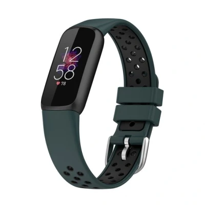 Abbildung von Fitbit Luxe Silikon Sportband Größe: Large Dunkelgrün + Schwarz